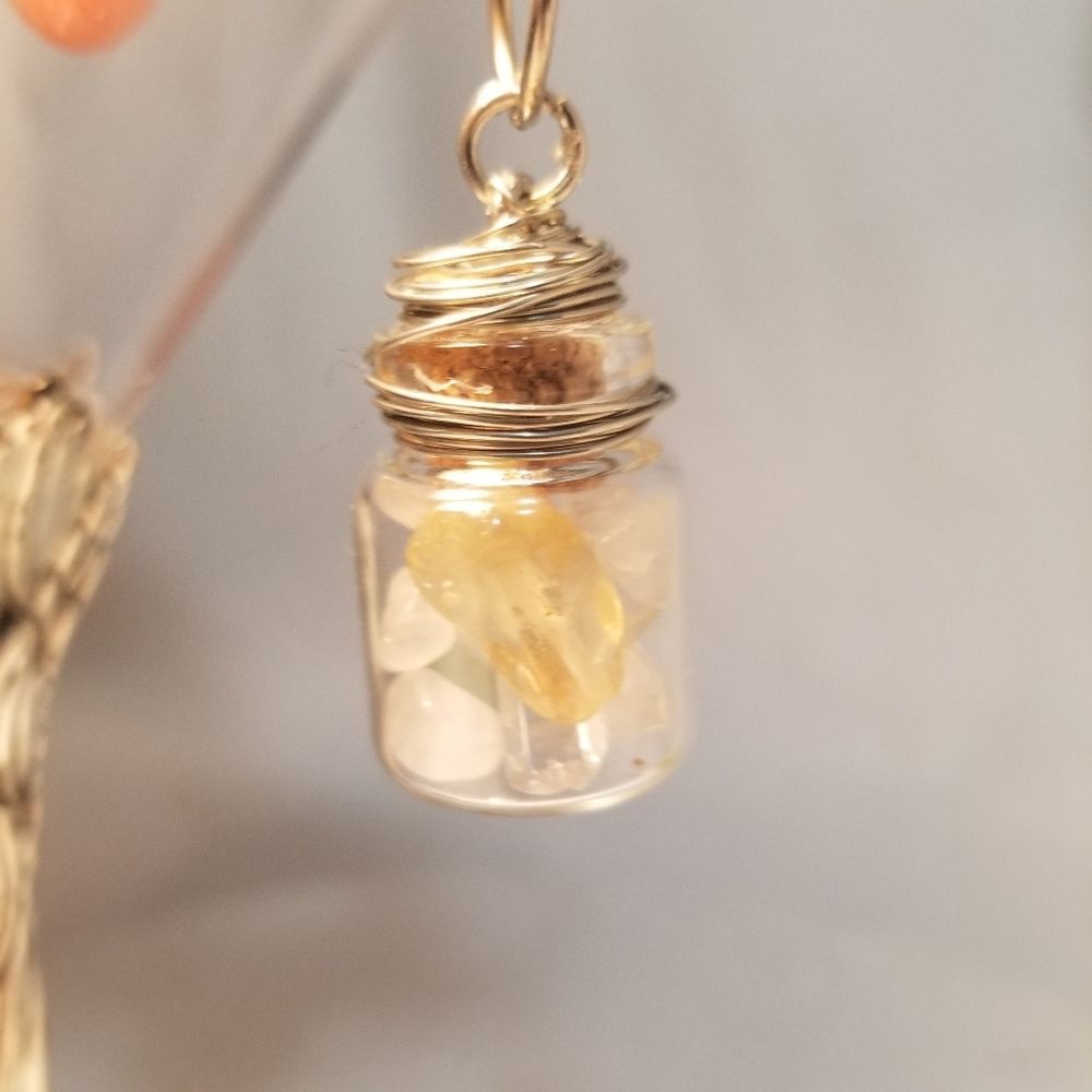 Good Luck Crystal Jar Necklace | Boho HealingJewelry Pendant